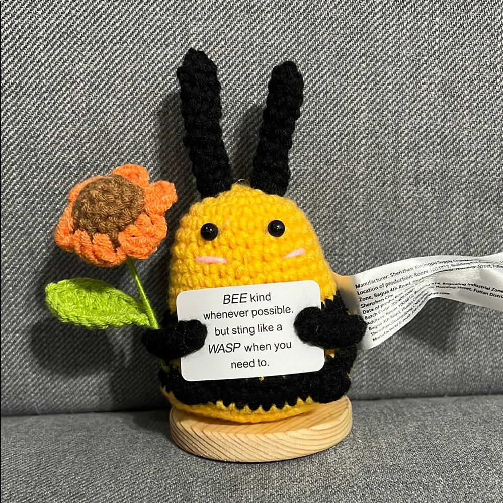 Mini Crochet Bee with Flower Handmade